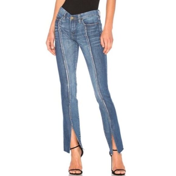 Blank NYC Two Tone Front Seam Ankle Split Leg Skinny Jeans Size 28 - Picture 1 of 9